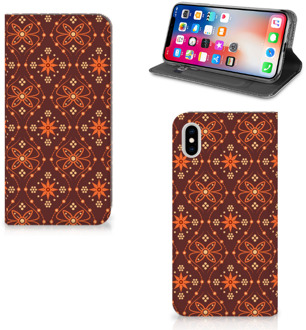 B2Ctelecom iPhone Xs Max Uniek Standcase Hoesje Batik Brown