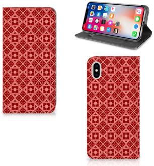 B2Ctelecom iPhone Xs Max Uniek Standcase Hoesje Batik Red