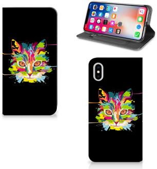 B2Ctelecom iPhone Xs Max Uniek Standcase Hoesje Cat Color