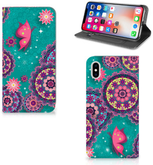 B2Ctelecom iPhone Xs Max Uniek Standcase Hoesje Cirkels en Vlinders