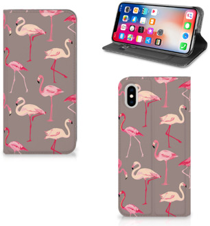 B2Ctelecom iPhone Xs Max Uniek Standcase Hoesje Flamingo