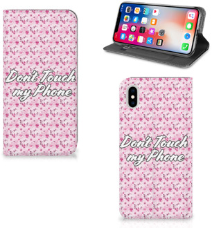 B2Ctelecom iPhone Xs Max Uniek Standcase Hoesje Flowers Pink DTMP