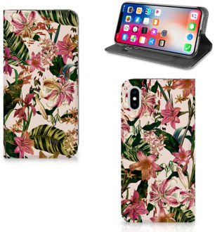 B2Ctelecom iPhone Xs Max Uniek Standcase Hoesje Flowers