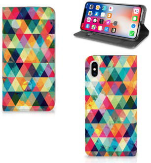 B2Ctelecom iPhone Xs Max Uniek Standcase Hoesje Geruit