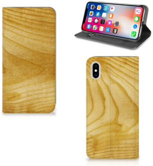 B2Ctelecom iPhone Xs Max Uniek Standcase Hoesje Licht Hout