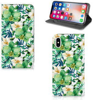 B2Ctelecom iPhone Xs Max Uniek Standcase Hoesje Orchidee Groen