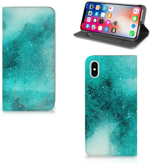 B2Ctelecom iPhone Xs Max Uniek Standcase Hoesje Painting Blue