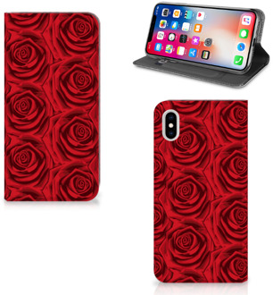 B2Ctelecom iPhone Xs Max Uniek Standcase Hoesje Red Roses