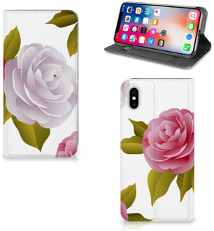 B2Ctelecom iPhone Xs Max Uniek Standcase Hoesje Roses