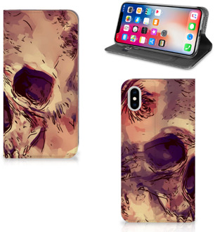 B2Ctelecom iPhone Xs Max Uniek Standcase Hoesje Skullhead