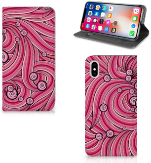 B2Ctelecom iPhone Xs Max Uniek Standcase Hoesje Swirl Pink