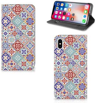 B2Ctelecom iPhone Xs Max Uniek Standcase Hoesje Tiles Color