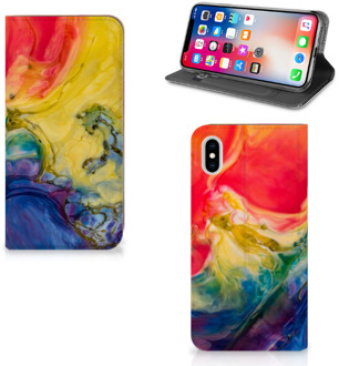 B2Ctelecom iPhone Xs Max Uniek Standcase Hoesje Watercolor Dark