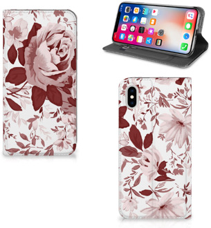 B2Ctelecom iPhone Xs Max Uniek Standcase Hoesje Watercolor Flowers