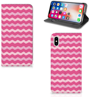 B2Ctelecom iPhone Xs Max Uniek Standcase Hoesje Waves Pink