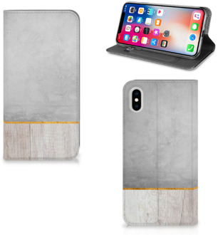 B2Ctelecom iPhone Xs Max Uniek Standcase Hoesje Wood Concrete