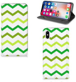 B2Ctelecom iPhone Xs Max Uniek Standcase Hoesje Zigzag Groen