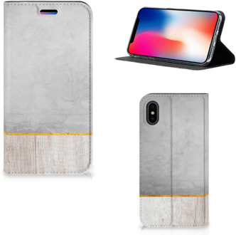 B2Ctelecom iPhone Xs Standcase Hoesje Wood Concrete