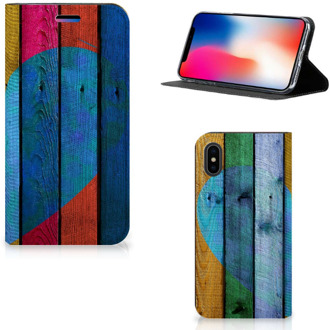 B2Ctelecom iPhone Xs Standcase Hoesje Wood Heart