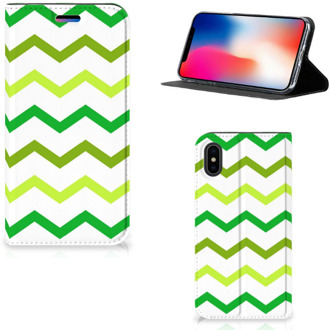 B2Ctelecom iPhone Xs Standcase Hoesje Zigzag Groen