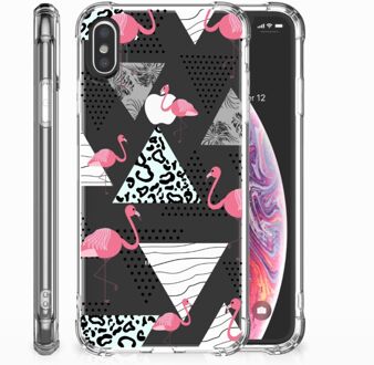 B2Ctelecom iPhone Xs | X/10 Shockproof Siliconen Hoesje  Flamingo Triangle