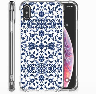 B2Ctelecom iPhone Xs | X/10 Shockproof Siliconen Hoesje  Flower Blue