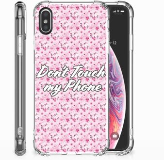 B2Ctelecom iPhone Xs | X/10 Shockproof Siliconen Hoesje  Flowers Pink DTMP