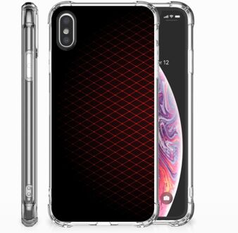 B2Ctelecom iPhone Xs | X/10 Shockproof Siliconen Hoesje  Geruit Rood