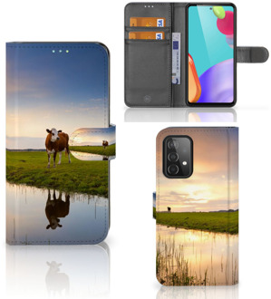 B2Ctelecom Koeienprint Smartphone Hoesje Samsung Galaxy A52 Flip Case Koe