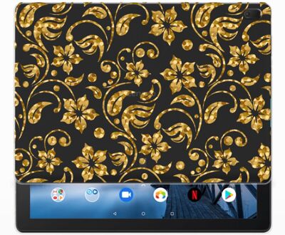 B2Ctelecom Lenovo Tab E10 Siliconen Hoesje Gouden Bloemen