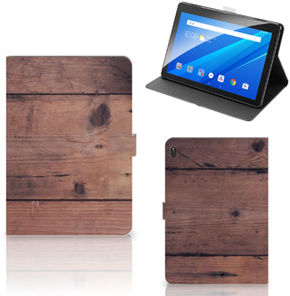 B2Ctelecom Lenovo Tab E10 Tablet Book Cover Old Wood