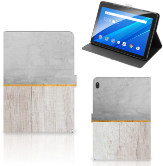 B2Ctelecom Lenovo Tab E10 Tablet Book Cover Wood Concrete