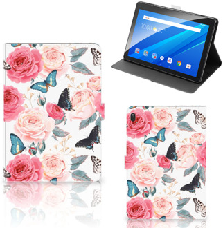 B2Ctelecom Lenovo Tab E10 Tablet Cover Butterfly Roses