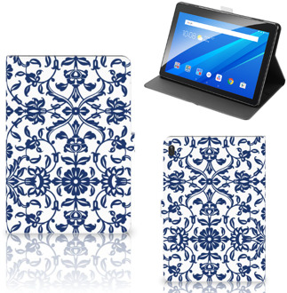 B2Ctelecom Lenovo Tab E10 Tablet Cover Flower Blue