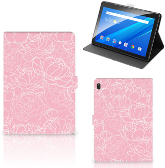 B2Ctelecom Lenovo Tab E10 Tablet Cover White Flowers