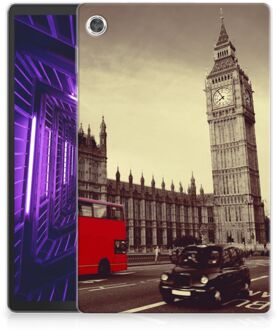 B2Ctelecom Lenovo Tab M10 Plus Tablethoesje met Naam met Foto Londen City met transparant zijkanten