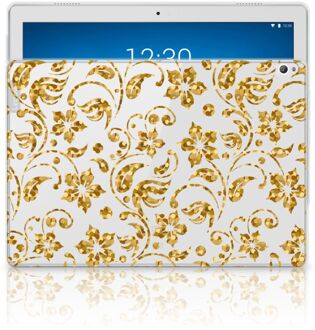 B2Ctelecom Lenovo Tab P10 Siliconen Hoesje Gouden Bloemen