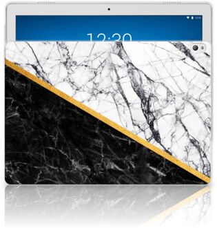 B2Ctelecom Lenovo Tab P10 Tablet Back Cover Marble White Black