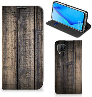 B2Ctelecom Leuk Case Cadeau voor Mannen Huawei P40 Lite Smart Cover Steigerhout