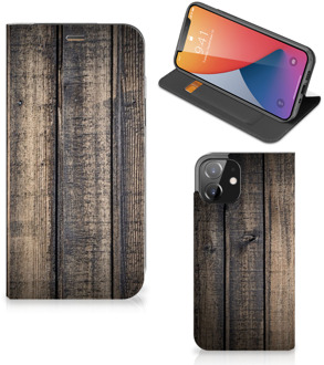 B2Ctelecom Leuk Case Cadeau voor Mannen iPhone 12 | iPhone 12 Pro Smart Cover Steigerhout