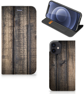 B2Ctelecom Leuk Case Cadeau voor Mannen iPhone 12 Mini Smart Cover Steigerhout