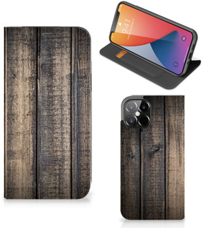 B2Ctelecom Leuk Case Cadeau voor Mannen iPhone 12 Pro Max Smart Cover Steigerhout