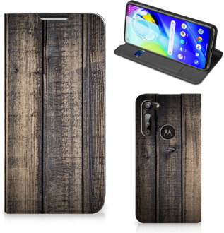 B2Ctelecom Leuk Case Cadeau voor Mannen Motorola Moto G8 Power Smart Cover Steigerhout