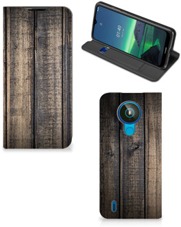 B2Ctelecom Leuk Case Cadeau voor Mannen Nokia 1.4 Smart Cover Steigerhout