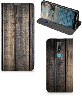 B2Ctelecom Leuk Case Cadeau voor Mannen Nokia 2.4 Smart Cover Steigerhout