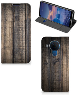 B2Ctelecom Leuk Case Cadeau voor Mannen Nokia 5.4 Smart Cover Steigerhout