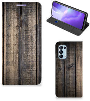 B2Ctelecom Leuk Case Cadeau voor Mannen OPPO Find X3 Lite Smart Cover Steigerhout