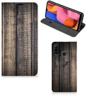 B2Ctelecom Leuk Case Cadeau voor Mannen Samsung Galaxy A20s Smart Cover Steigerhout