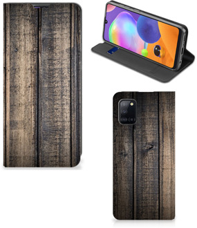 B2Ctelecom Leuk Case Cadeau voor Mannen Samsung Galaxy A31 Smart Cover Steigerhout