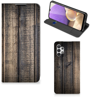 B2Ctelecom Leuk Case Cadeau voor Mannen Samsung Galaxy A32 5G Smart Cover Steigerhout